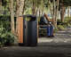 portarifiuti pubblico / in acciaio con rivestimento a polvere / in plastica riciclata / in legno