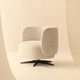 poltrona contemporanea / in tessuto / in pelle / beige