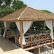 gazebo in legno / tetto in tela / tetto in tegole / con struttura in legno