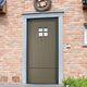 porta d'ingresso / in legno / battente / semivetrata
