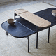 tavolo d'appoggio contemporaneo / in ottone / in acciaio con rivestimento a polvere / in legno tinto