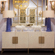 credenza contemporanea / in marmo / con ante battenti / con 3 piedi