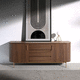 credenza moderna / in noce / impiallacciata in legno / in acciaio inossidabile