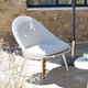 chauffeuse contemporanea / in tessuto / in teak / in alluminio laccato