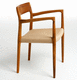 sedia design scandinavo / da interno / in rovere / con supporto in noce