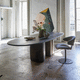 tavolo contemporaneo / impiallacciato in legno / in ceramica / ovale