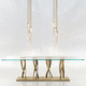 tavolo in vetro / contemporaneo / con supporto in ottone / con supporto in bronzo