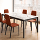 tavolo da pranzo contemporaneo / in ceramica / con supporto in acciaio laccato / rettangolare