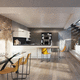 cucina contemporanea / in rovere / con isola / a scomparsa