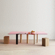tavolo contemporaneo / in vetro / con supporto in legno / rettangolare