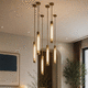 lampada a sospensione / in ottone / in vetro smerigliato / contemporanea