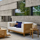 divano contemporaneo / da giardino / bianco / in teak