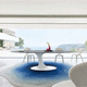 tavolo da pranzo contemporaneo / in marmo / con base in poliestere / ovale