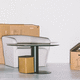 tavolo d'appoggio contemporaneo / in MDF / in frassino / in acciaio