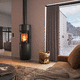 stufa a legna / 5 kW...10 kW / da parete / contemporanea