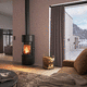 stufa a legna / 5 kW...10 kW / da parete / contemporanea