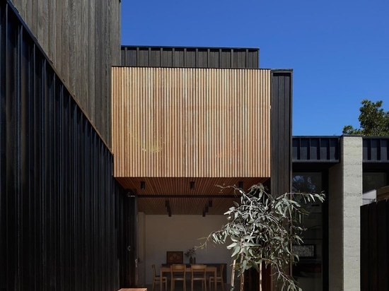 Un esterno di legno di Blackbutt nasconde l'interno bianco brillante di questa casa