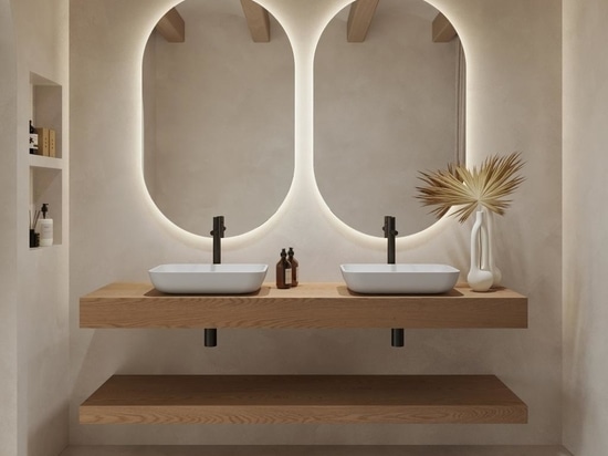Mensola galleggiante per lavabo in legno Hylas
