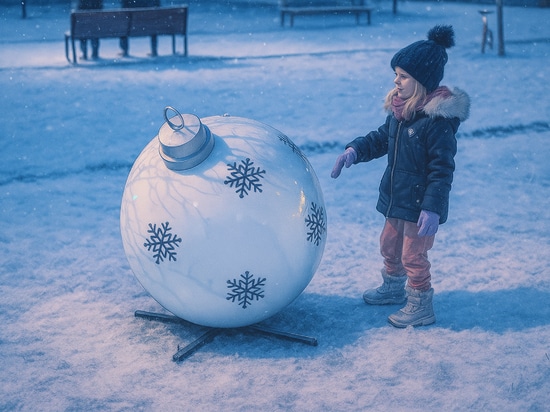 I baubles XXL negli spazi urbani: una decorazione originale che delizia