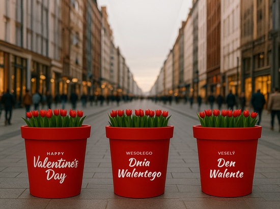 Decorazioni di San Valentino negli spazi pubblici