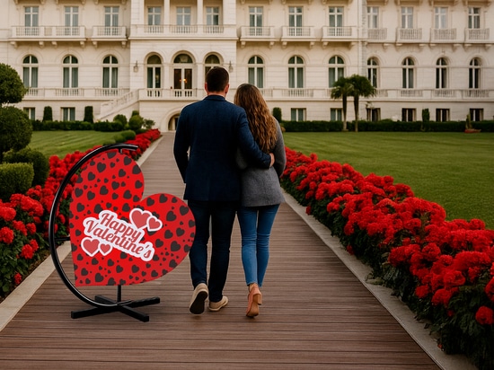 Decorazioni di San Valentino negli spazi pubblici