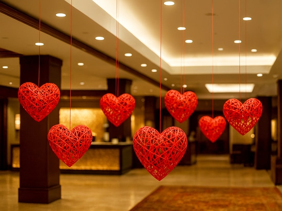Decorazioni di San Valentino negli spazi pubblici