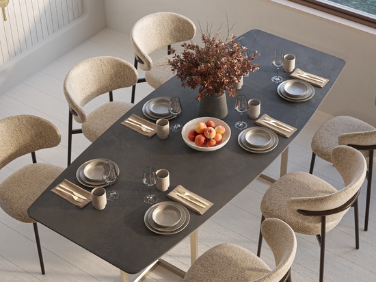 Tavolo: Convivialis Shaped - Rivestimento tavolo: Pietre di Sardegna Tavolara