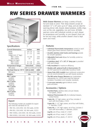 RW SERIES DRAWER WARMERS