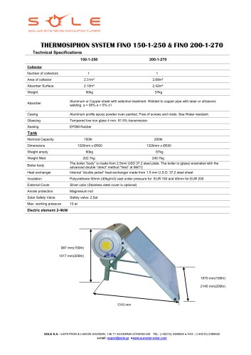 THERMOSIPHON SYSTEM FINO 150-1-250 & FINO 200-1-270