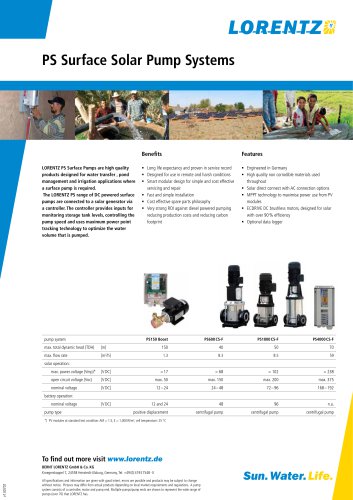 PS-B Solar Booster Pump Systems