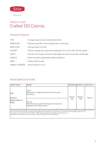 PRODUCT SHEET Crafted 120 Colonia