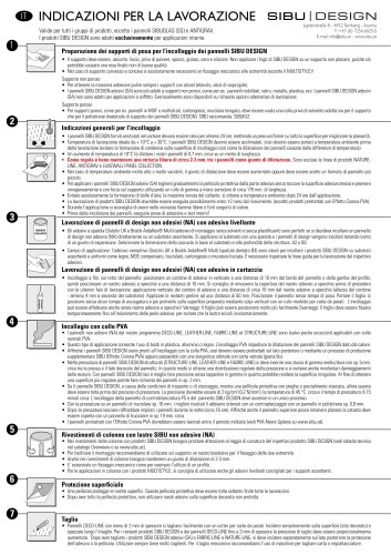 INDICAZIONI PER LA LAVORAZIONE