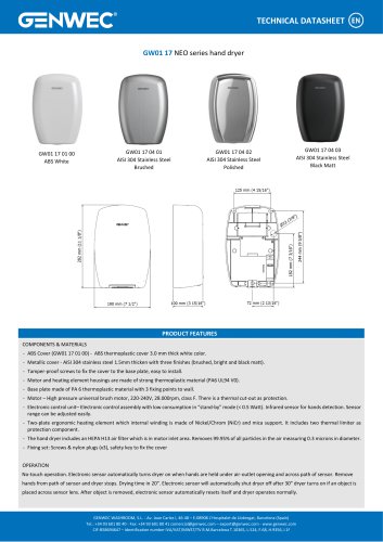 GW01 17 01 00 TECHNICAL DATASHEET
