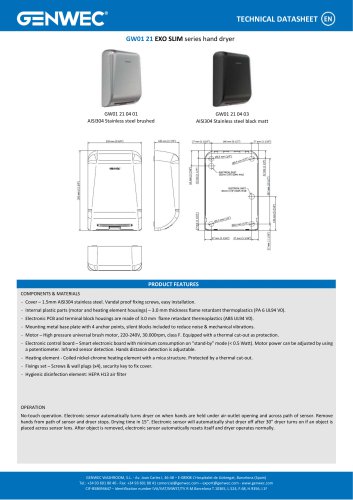 GW01 21 EXO SLIM series hand dryer