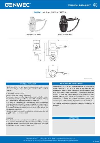 GW02 03 Hair dryer &ldquo;MISTRAL&rdquo; 1800 W