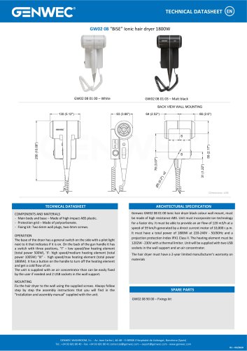 GW02 08 &ldquo;BISE&rdquo; Ionic hair dryer 1800W