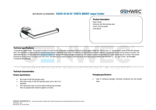 GW05 45 04 02 &ldquo;CRETA SERIES&rdquo; paper holder