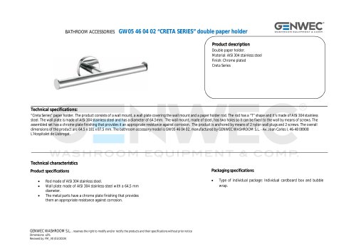 GW05 46 04 02 &ldquo;CRETA SERIES&rdquo; double paper holder