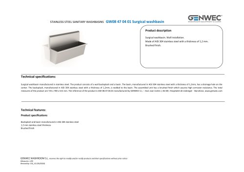 GW08 47 04 01 Surgical washbasin
