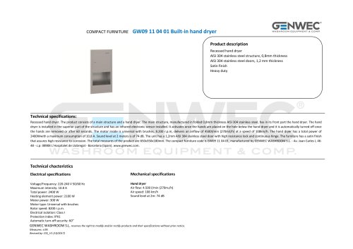 GW09 11 04 01 Built-in hand dryer
