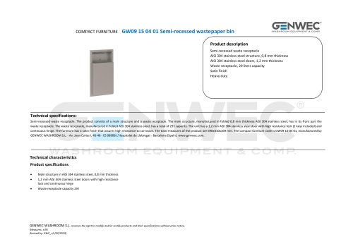 GW09 15 04 01 Semi-recessed wastepaper bin