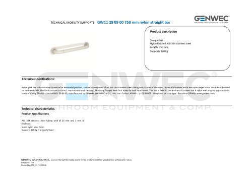 GW11 28 09 00 750 mm nylon straight bar