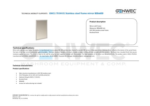 GW11 70 04 01 Stainless steel frame mirror 800x600