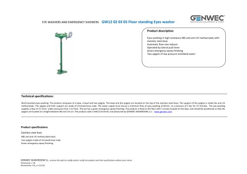 GW12 02 03 05 Floor standing Eyes washer