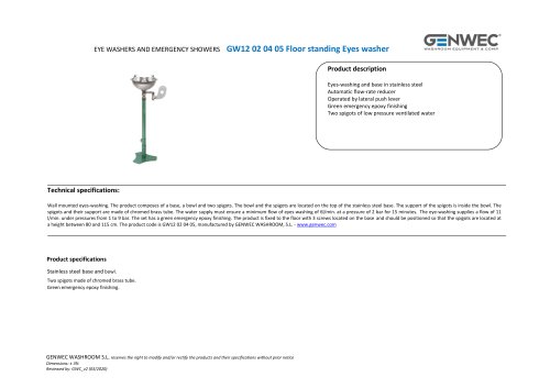 GW12 02 04 05 Floor standing Eyes washer