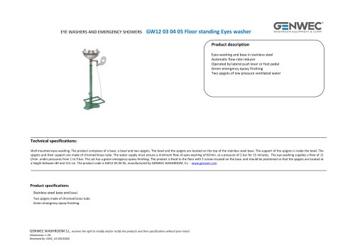 GW12 03 04 05 Floor standing Eyes washer