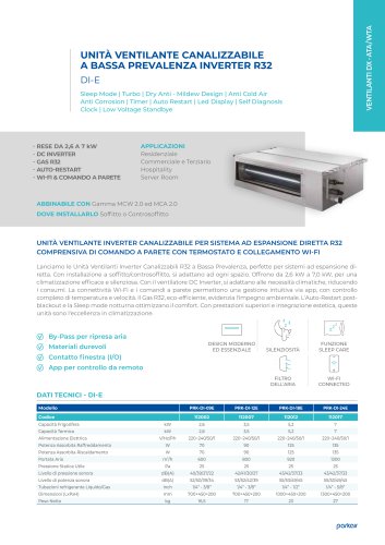 UNITÀ VENTILANTE CANALIZZABILE  A BASSA PREVALENZA INVERTER R32