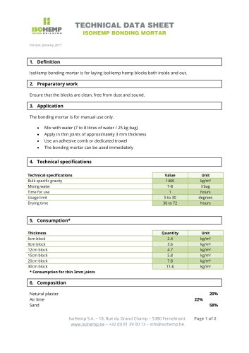 Technical data sheet - Mortar