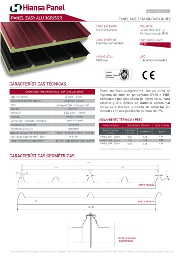 PANEL CUBIERTA EASY ALU 3GR/5GR