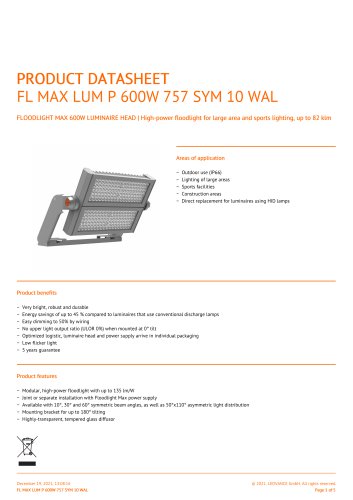 FL MAX LUM P 600W 757 SYM 10 WAL